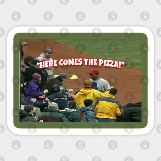 Here Comes The Pizza Sticker by LikeMindedDesigns